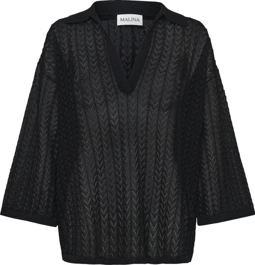 Malina | Imene Pointelle Knitted Polo Shirt | S