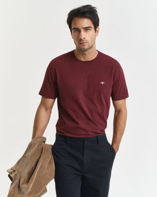 Gant Klassisk t-skjorte i regular-fit BORDEAUX MELANGE XXXL