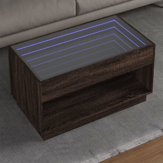  Salongbord med Infinity LED brun eik 90x50x50 cm 847671