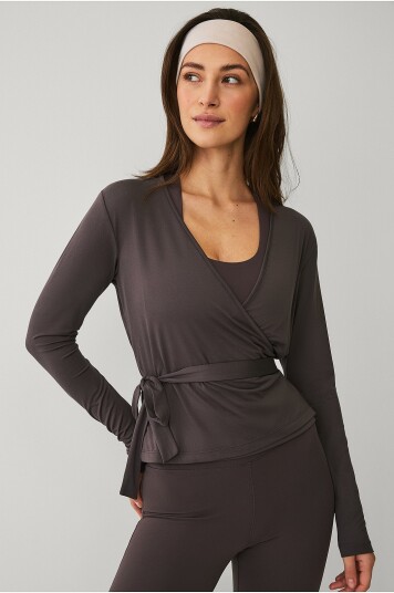 Ellos STUDIO   Treningstopp Wrap Top Soft   Brun