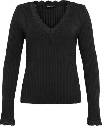 Gina Tricot Lace Detail Long Sleeve Top   BLACK (9000)   S