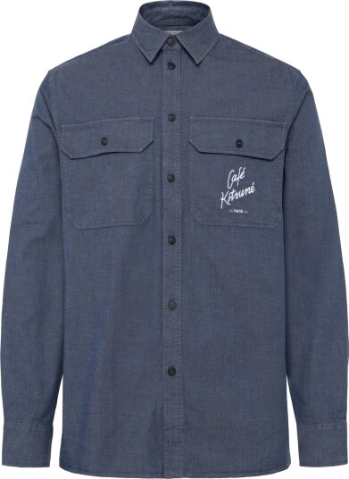 Maison Kitsune Cafe Chambray Shirt Navy M