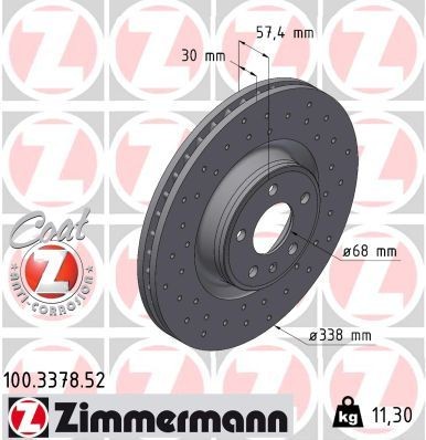 Bremseskive ZIMMERMANN 100.3378.52