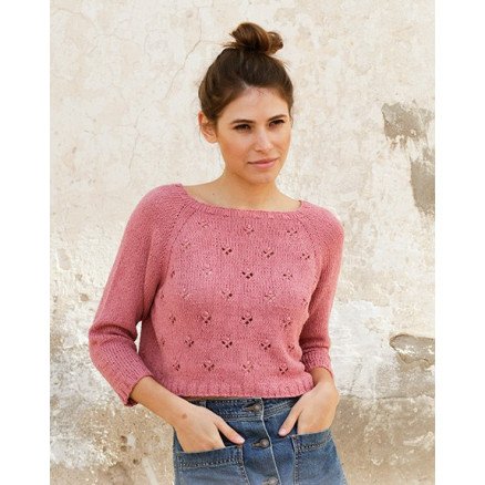 Â Raspberry Kiss Jumper by DROPS Design Genser Strikkeoppskrift str S XXXL
