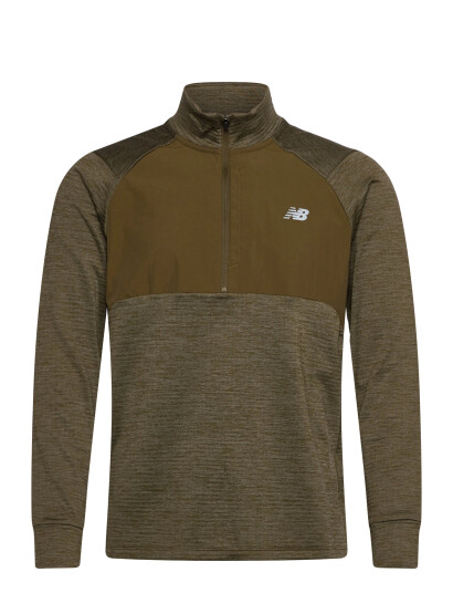 New Balance Rc Essential Heat Grid 1/2 Zip - Khaki green - L