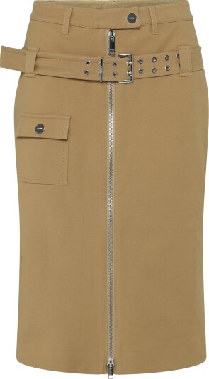 Ganni Natural Cotton Midi Skirt Beige 40