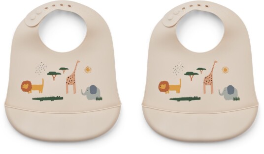 Liewood Tilda Silikon Smekke 2-Pack Safari/Sandy Liewood Tilda Silikon Smekke 2-Pack Safari/Sandy