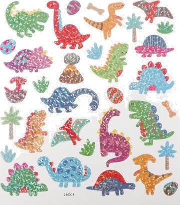 Diverse Klistremerker dino ark 15x16.5 cm 1 ark