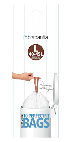 Søppelposer L, 45 Ltr (10 poser/rulle) White