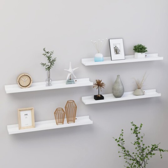 vidaXL Vegghyller 4 stk hvit 60x9x3 cm vidaXL Vegghyller 4 stk hvit 60x9x3 cm