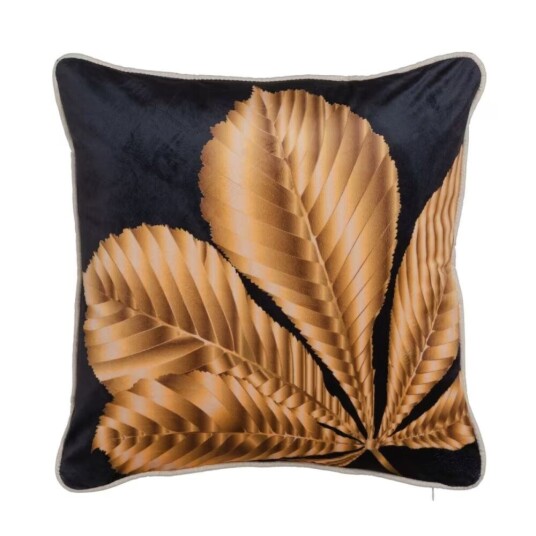 Pute Svart Gyllen Polyester 45 x 45 cm