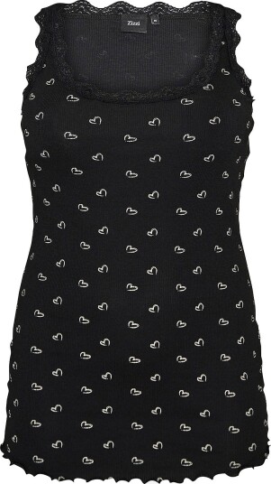 Zizzi Singlet mLiv S/L Aop Top Svart