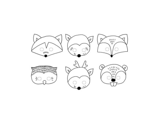 Div Lev. Woodland Dyremasker 6 Stk Div Lev. Woodland Dyremasker 6 Stk