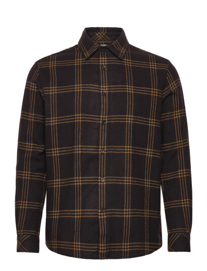 Knowledge Cotton Apparel Merino Wool Checked Shirt Rws - Brown - XXL Knowledge Cotton Apparel Merino Wool Checked Shirt Rws - Brown - XXL