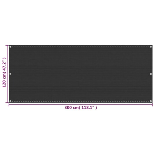 vidaXL Balkongskjerm antrasitt 120x300 cm HDPE