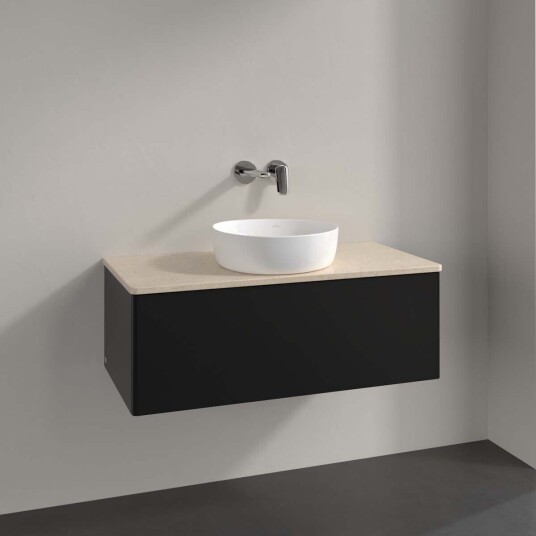 Villeroy & Boch Antao Servantskap med 1 skuff 100x50x36 cm m/lys Sort Matt/Crème