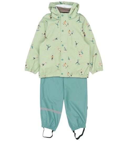 Mikk line Pu Rain Set Aop W. Susp/104 Green 86