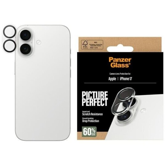 Panzerglass PicturePerfect Kameralinsebeskytter til iPhone 17 - Gjennomsiktig og Svart