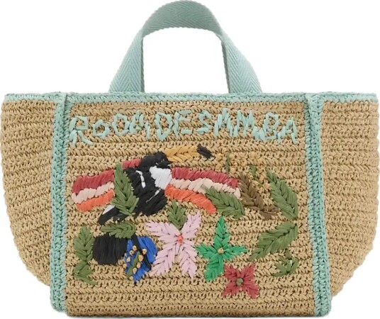 Mango Square Bag With Tropical Print Beige ONE SIZE Mango Square Bag With Tropical Print Beige ONE SIZE