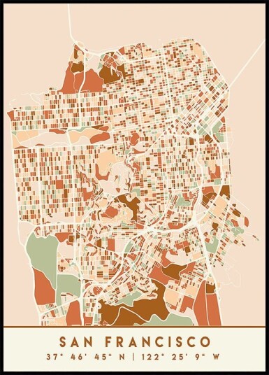 Black Maps Earth Tones 75 Plakat Plakat / 70x100cm