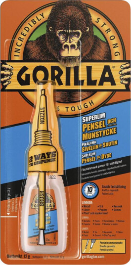 Gorilla Super Lim / Glue - Brush & Nozzle - 12 g.