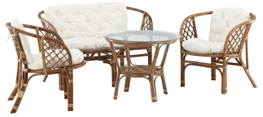 Venture Design Wera sofagruppe Mørk valnøtt 2 seters sofa 2 lenestoler og bord 55 cm Brun