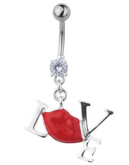 Belly Piercing Love Your Red LipSilver