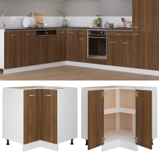vidaXL Kj?kkenskap brun eik 75,5x75,5x80,5 cm konstruert tre