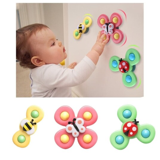 3 Pack Baby Fidget Spinners med Sugekopp – Morsomme og Utviklende 3 Pack Baby Fidget Spinners med Sugekopp – Morsomme og Utviklende