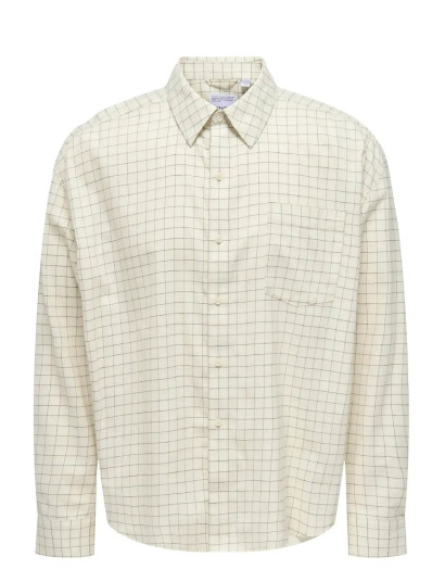 ONLY & SONS Onsbarney Rlx Check Ls Shirt Cf - Cream - S