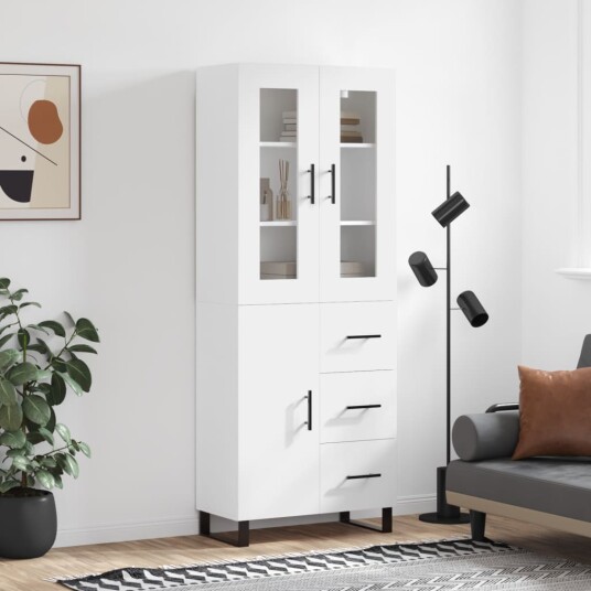 vidaXL Highboard hvit 69,5x34x180 cm konstruert tre 8720845479114