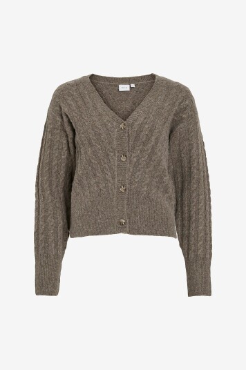 Vila Kardigan viRelli V neck L/S Cable Knit Grå Vila Kardigan viRelli V neck L/S Cable Knit Grå