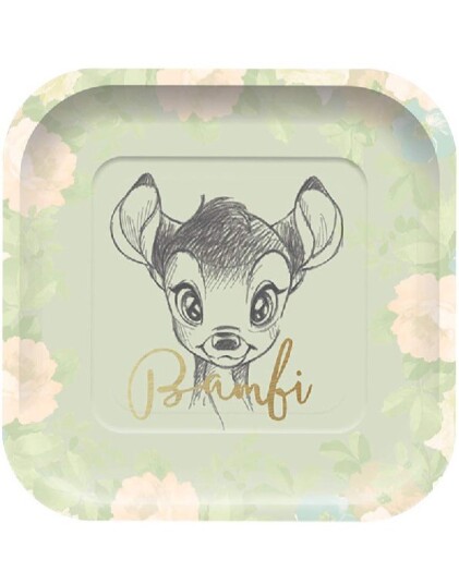 4 stk Firkantet Papptallerkener 24 cm Bambi