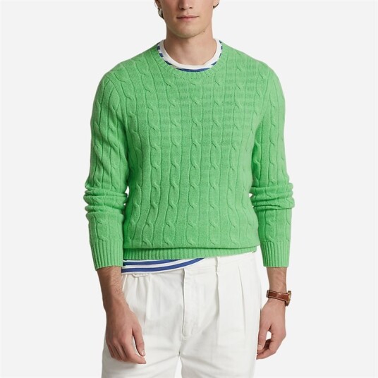 Ralph Lauren The Iconic Cable-Knit Cashmere Jumper - Honeydew Green Grønn S Ralph Lauren The Iconic Cable-Knit Cashmere Jumper - Honeydew Green Grønn S