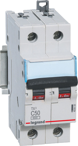 Legrand 5 stk TX3 MCB automatsikring C50 2P 2M 6/6kA