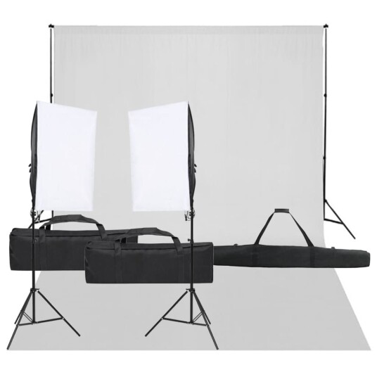 vidaXL Fotostudiosett med lyssett og bakgrunn vidaXL Fotostudiosett med lyssett og bakgrunn