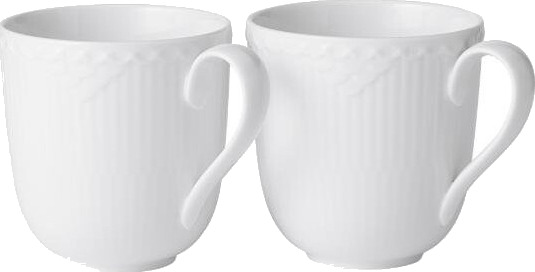 Royal Copenhagen  Hvit Riflet Halvblonde krus 37 cl 2 stk