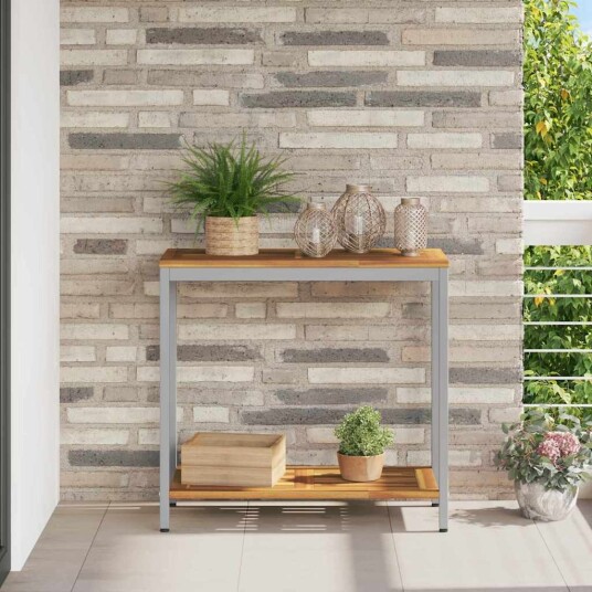 Utemøbel Naturlig & Grå 35x80x75 cm Solid Tre og Stål