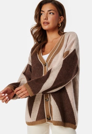 GANT Letterprint Intarsia Cardigan Roasted Walnut XL