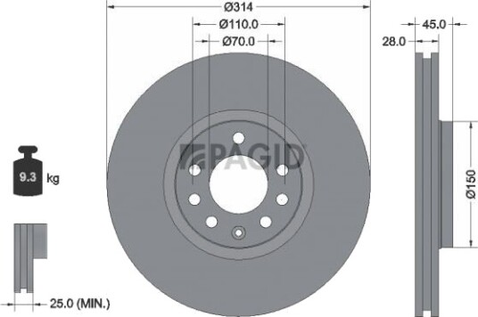 PAGID 54188NC Bremseskive