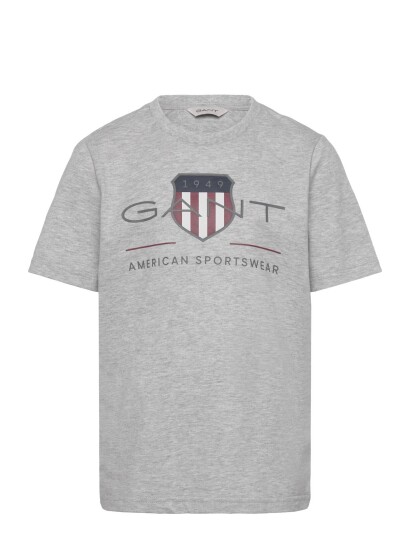 Gant Kids Archive Shield Ss T Shirt   Grey   128