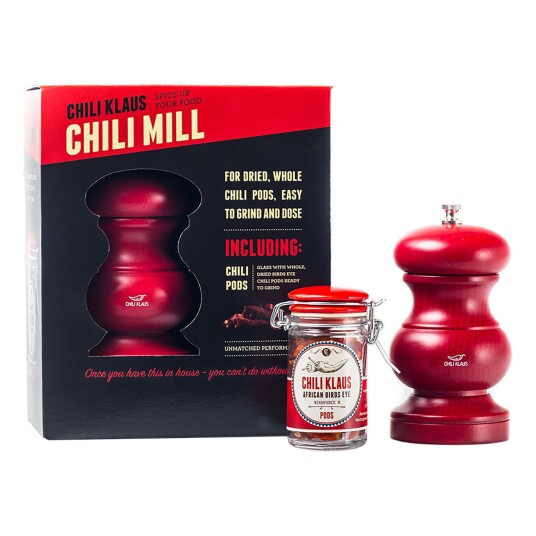 Chili Klaus Chili-Kvern Gaveeske med Birds Eye Chili