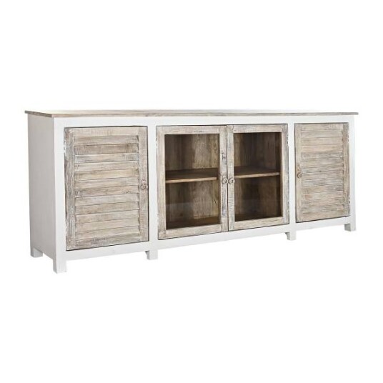 Sidebord DKD Home decor hvit lysebrun treverk av mangotre (210x4
