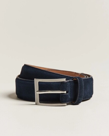 Loake Shoemakers William Suede Belt Navy