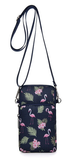 Multifunksjonell veske til mobil og tilbehør med justerbar stropp Flamingo Pattern