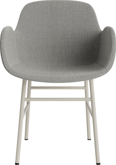 Normann Copenhagen Form Spisestuestol med Armlener Trukket Gruppe 2 Lysegrå/stål