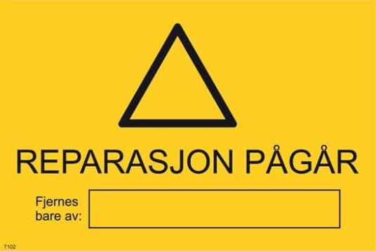 Reperasjon Pågår 30x20 cm Alu-plate