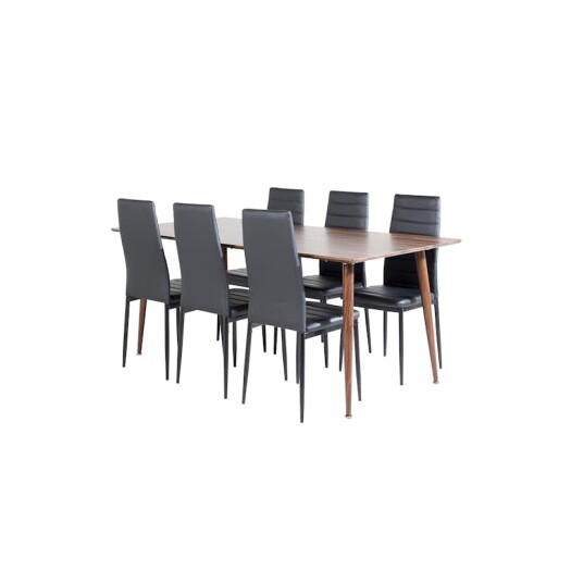 Spisegruppe Venture Home Pobbie med 6 Sly Stoler Kunstlær