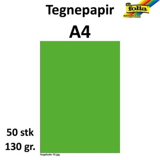 Folia Tegnepapir A4 50 ark, 130g, Gressgrønn