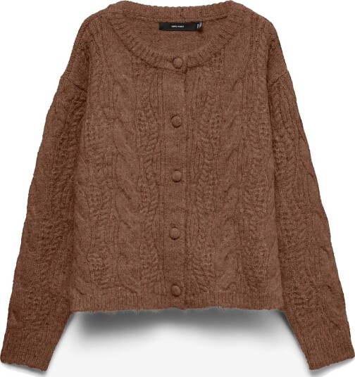 Vero Moda Vmingrid Ls O Neck Cable Cardigan Boo COCOA BROWN S